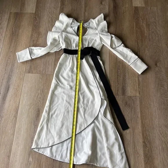 SELF-PORTRAIT Women's Monochrome Asymmetric Wrap Dress Size 2 In White